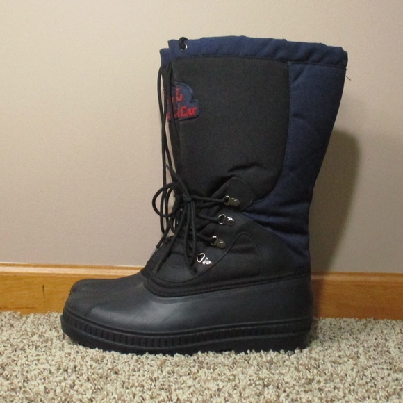 Arctic Cat Snow Boots Men\'s 9 Tall Black Navy Blue Snowmobile Winter Insulated